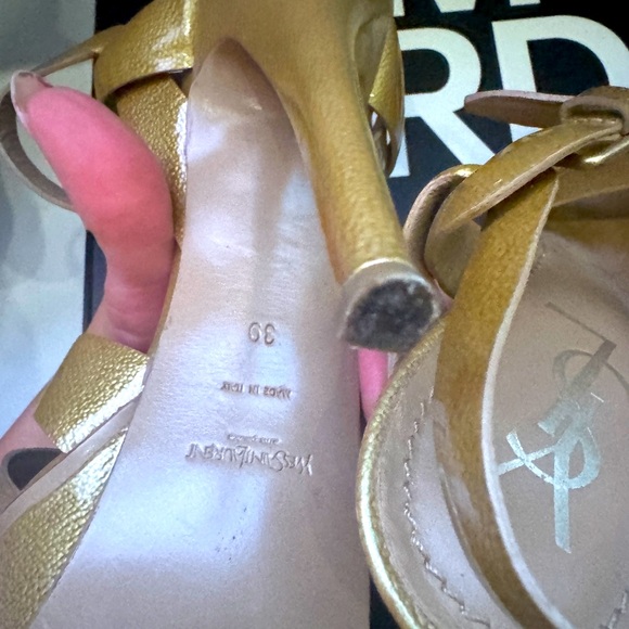 Saint Laurent Tribute Leather T-Strap Platform Sandals As Is 39 - Picture 4 of 10
